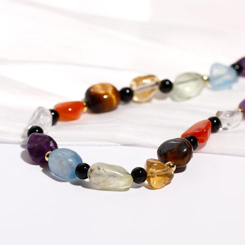 Jewever 7 Chakra Crystals and Stones Anklet Irregular Tumbled Gems Beaded Ankle Bracelets for Women Spiritual Energy Meditation Yoga Healing Jewel...