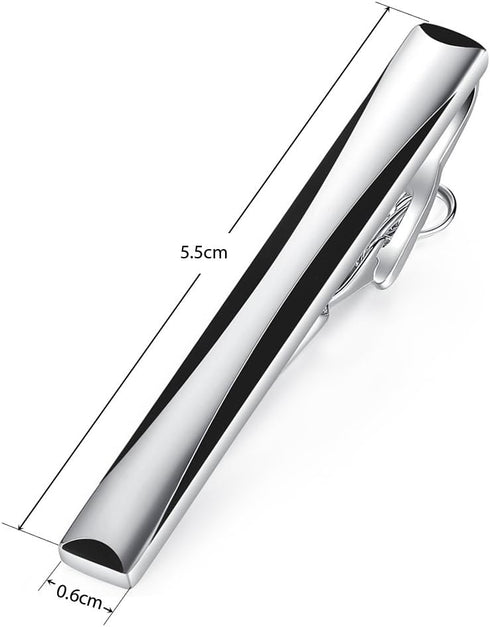 HONEY BEAR Mens Tie Clip Bar for Normal Size Steel Business Wedding Gift 5.5cm (Silver with Black)...