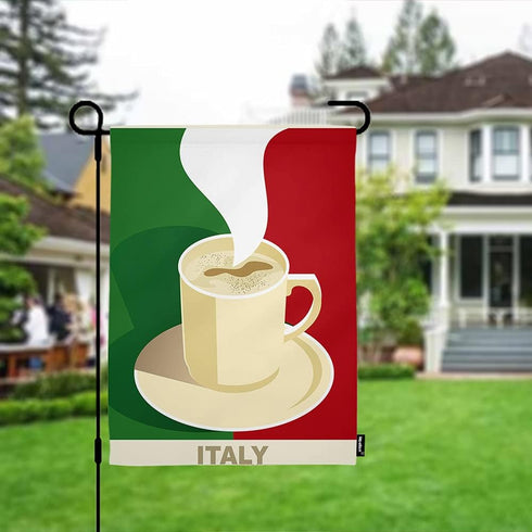 Moslion Coffee Garden Flag Italy Espresso Cappuccino with Italian Flag Flags Double-Sided Banner Welcome Yard Flag Outdoor Home Decor. Lawn Villa ...
