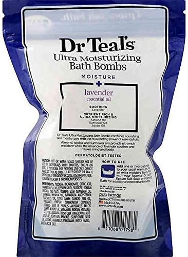 5-Count Ultra Moisturizing Bath Bombs in Lavender with Essential Oils, Repair Damaged Skin...