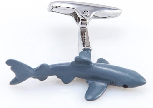 Shark Hand Painted Pair Cufflinks in a Presentation Gift Box & Polishing Cloth...