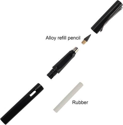 Everlasting Pencils,Inkless Pencil Set(8Pcs Everlasting Pencils with Eraser+8 Pcs Replaceable Nibs)...
