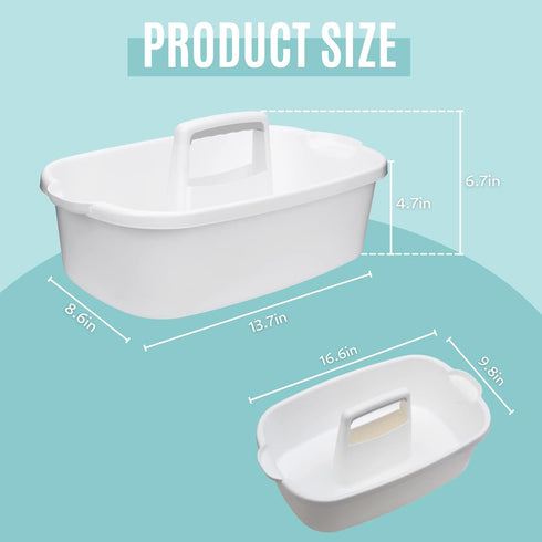 Cleaning Supplies Caddy, Household Tool Organizer with Handle, Portable Plastic Bucket for Shower Essentials Storage, White...