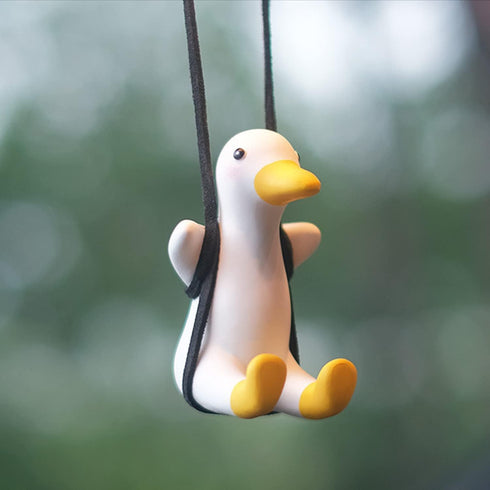 Duck Car Hanging Ornament, Cute Hanging Accessories for Rear View Mirror, Swinging Duck Pendant...