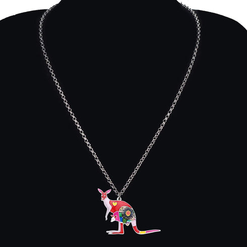 Bonsny Enamel Zinc Alloy Australia Kangaroo Choker Necklace Chain Pendant Fashion Animal Jewelry For Women Girl Charm Gift...