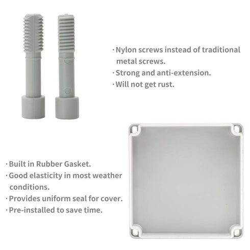 MAKERELE Outside Electrical Box Waterproof Grey 3.74”2.56”2.17” (956555mm) IP67 Small Project ABS Plastic Case with 2 NPT 1/4” Glands...
