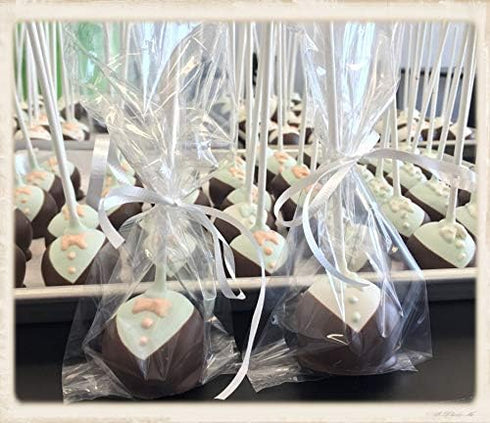 100 CAKE POP BAGS 4W"x2D"x8H" Bottom Gusseted Clear Poly Favor - For Large Size Cake Pops...