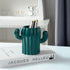Ceramic Pen Holder Cactus Pencil Holder Cute Pens Cup for Desk for Kids Cute Cactus Office Decor Desk Accessories Pencil Cup Pot Desk Organizer (D...