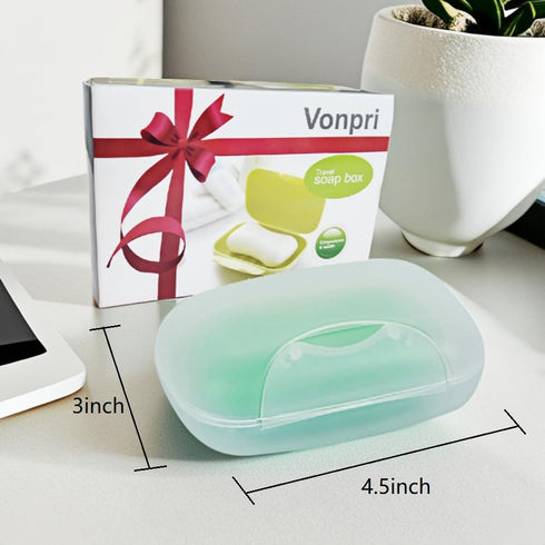 Soap Box Holder, 2-Pack Soap Dish Soap Savers Case Container for Bathroom Camping Gym Vonpri (Clear)...