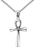 Stainless Steel Coptic Ankh Cross Religious Pendant Necklace for Men Women, 20-24 Inches Chain...