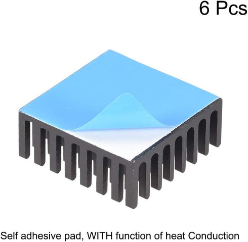 uxcell 10x25x25mm Black Aluminum Heatsink Thermal Adhesive Pad Cooler for Cooling 3D Printers 6Pcs...