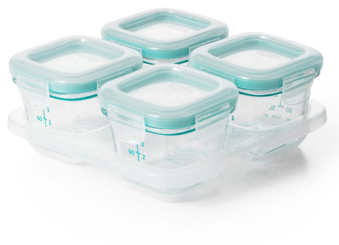 OXO Tot Glass Baby Blocks Food Storage Containers, Teal, 4 oz...