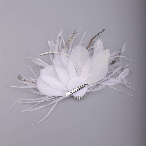 Bridal 1920s Flapper Feather Hair Clip Pin Crystal White Feather Roaring 20s Headpiece Prom Party Festival Hair Jewelry for Women...