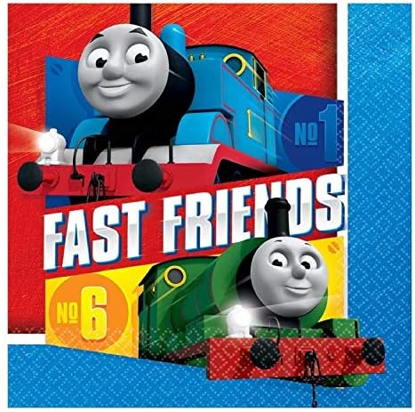 Multicolor Thomas All Aboard Luncheon Napkins ( 6.5" x 6.5" ) - Pack Of 16, Premium Quality & Eye-catching Design - Perfect For Themed Parties & E...