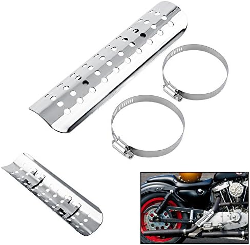 VGEBY Chrome Muffler Pipe Heat Cover Heel Guard (Silver) System Supplies Motorcycle Heat Motorcycle Heat...