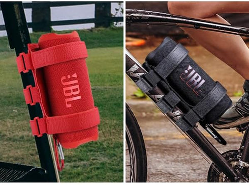 co2CREA Portable Speaker Mount for Most Bluetooth Speakers, Outdoor Speaker Adjustable Strap Attachment Accessory Holder Bar Rail for Golf Cart Ra...