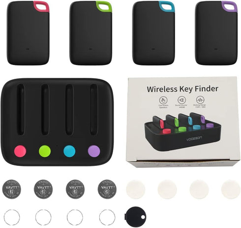 Key Finder Locator,Key Tracker,RF Item Tag Beeper Alarm Tracking Device with 1 Transmitter and 4 Receivers,Easy to Use,Find My Car Keys,Wallet,TV ...