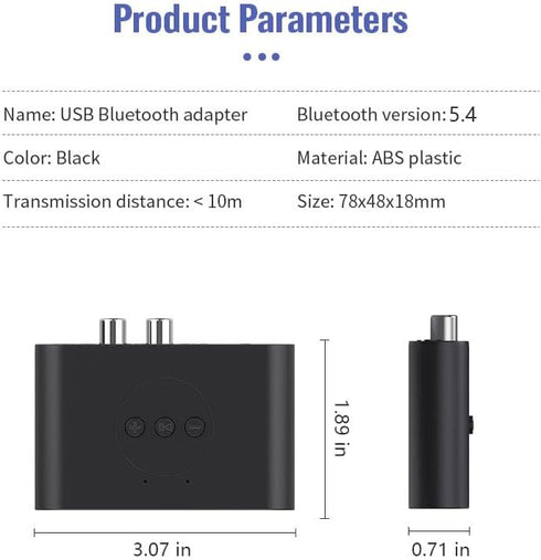 Bluetooth 5.4 Audio Adapter for Music Streaming Sound System, Wireless Audio Adapter Works with Smartphones and Tablets, Wireless Adapter for Spea...