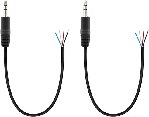 Fancasee 2-Pack 3.5mm 1/8" to Speaker Wire TRRS Stereo Male Plug to Bare Wire Pigtail 3.5mm Jack Connector Adapter Repair Audio Cable for Micropho...