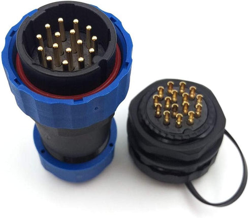 SD28 28MM IP68 16Pin Panel Mount Waterproof Wire Connector,Industrial Power Cable Connector (16-Pin, Panel Mount-Plug(male)&Socket(female))...