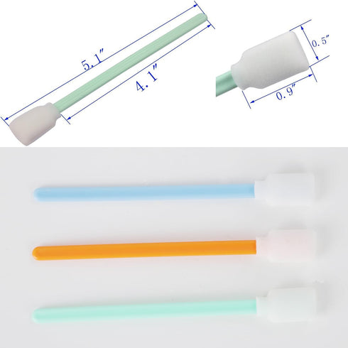 200pcs 5.1" Foam Printer Cleaning Swabs Sticks - Square Lint-Free Foam Tip Swab for Camera, Inkjet Printer, Painting, Optics Lens Equipment (Green...