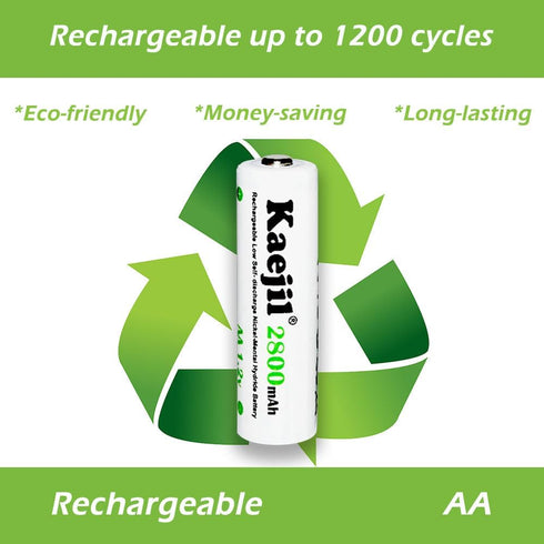 Rechargeable AA Batteries, 8-Pack Double A Battery 2800mAh, Pre-Charge NiMH Low Self Discharge Recharge up to 1200 Cycles...