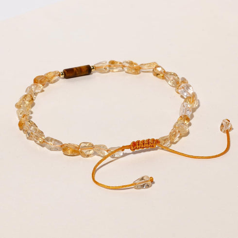 Jewever Citrine/Tigers Eye Beaded Anklet Crystal Irregular Beads Ankle Bracelets for Women Wealth Prosperity Balance Yoga Foot Jewelry Spiritual G...