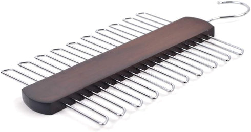 Umo Lorenzo Premium Wooden Necktie and Belt Hanger, Walnut Wood Center Organizer and Storage Rack with a Non-Slip Finish - 20 Hooks (Wooden)…...