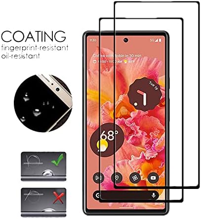 VIESUP [2PACK Full Coverage Anti-scratch Easy Installation Black Silk Screen Tempered Glass Protective Film for Google Pixel 6 GB7N6 (6.4”) 2021...