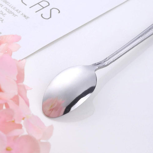 Long Iced Teaspoon 8-Inch Cold Drink Stirring Spoon, BYEGOU 12 PCS Stainless Steel Mixing Spoons Silverware Flatware Set...