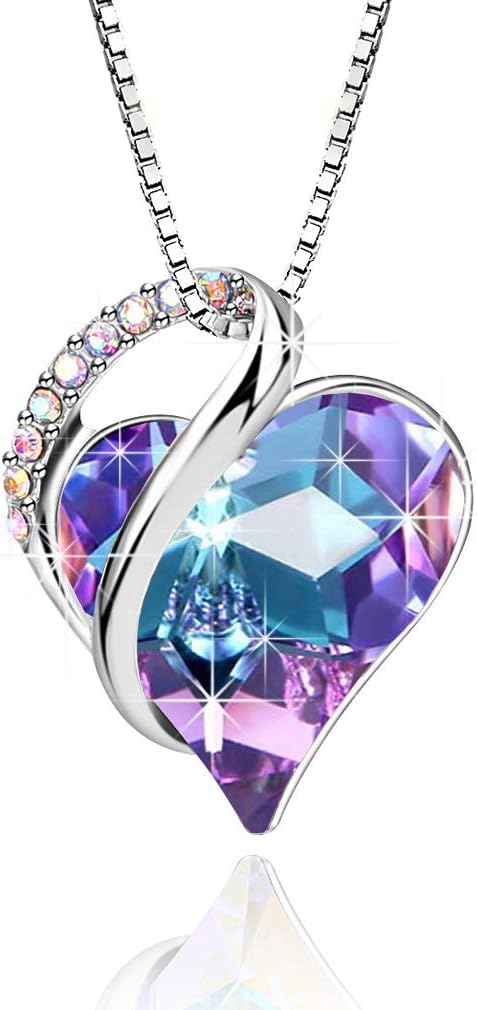 EVEVIC Austrian Crystal Heart Pendant Necklaces for Women Fashion 14K Gold Plated Dainty Necklace Hypoallergenic Jewelry...