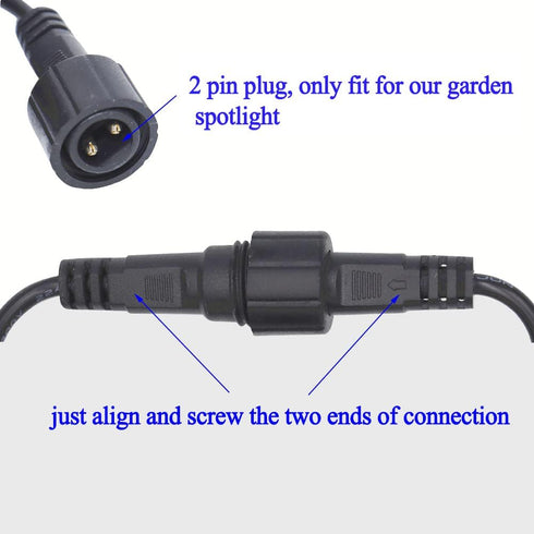 Extension Cable Outdoor 2 Pin for Garden LED Spotlight, Black Extension Cords Outdoor Waterproof (16.4 FT)...