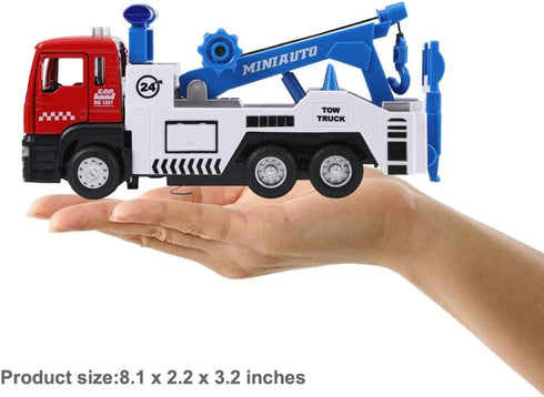 haomsj Toy Tow Truck Pull Back Toy Cars Miniature Carrier Truck Toy for Boys and Girls, Lights and Sound...