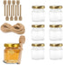 1.5oz 6Pack Mini Glass Hexagon Jars Gold Lids, Bee Charms Honeybee Pendant, Honey Dipper Sticks, Jute Tag String?Wedding Baby Show Thank You Party...