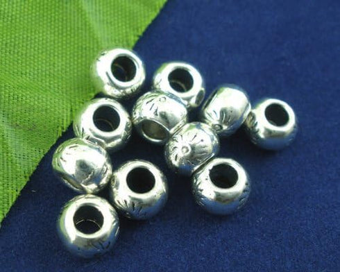 PEPPERLONELY Brand 60pc Antique Silver Sunshine Spacer Beads 7x5mm Beading Supplies...