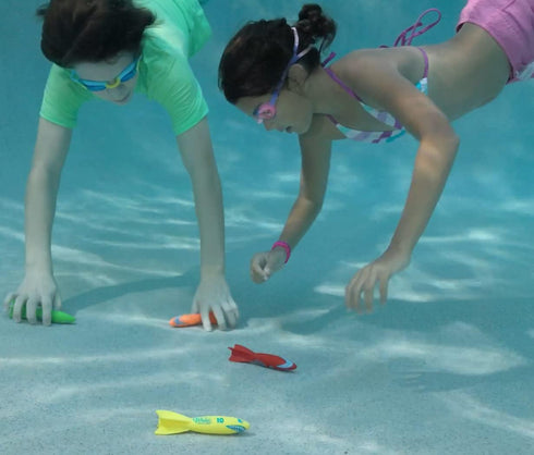 Wahu Dash Divers Pool Diving Toy Set with 5" Diving Sticks Marked with Points, 4-Piece Underwater Diving Torpedoes Set for Kids Ages 5+, Glides up...