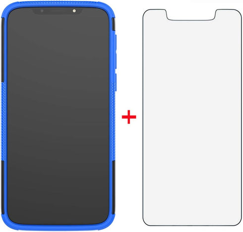 Phone Case for Moto G7 Play/MotoG7 Optimo XT1952DL/Tmobile Revvlry with Tempered Glass Screen Protector Cover Stand Hard Rugged Hybrid Cell Access...