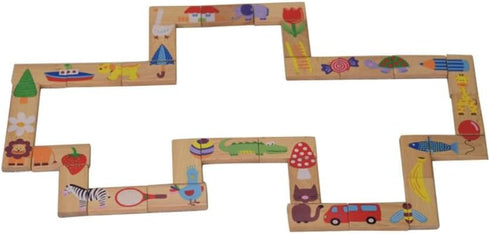 28 Pcs of Educational Wooden Toy Domino Animal Puzzles Kids Game Gift...