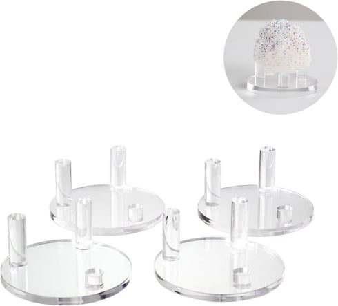 Clear Acrylic Rocks Display Stand, 2.5Inch Three-Peg Round Acrylic Display Easels Holders for Gemstone Agate Slices Crystals Painted Rocks Mineral...