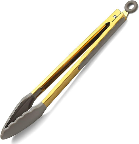 Gold Cooking Tongs, Berglander Heavy Duty Food Tongs For Cooking With Silicone Tips And Titanium Gold Plating Handle, Kitchen Tongs, Grill Tongs, ...