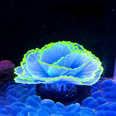 Aquarium Fish Tank Ornament Glowing Silicone Aquarium Ornaments Artificial Simulation Strip Coral Plant Decorations Landscape (blue)...