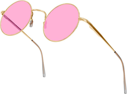 SunnyPro Retro Round Sunglasses Small Colored Lens Hippie Glasses...