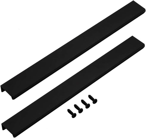 LC LICTOP 300mm/11.8" Modern Style Finger Edge Tab Pull Handle Door Knobs Drawer Pulls Aluminum Matte Black Satin Nickel with Screws (Black 2pcs)...