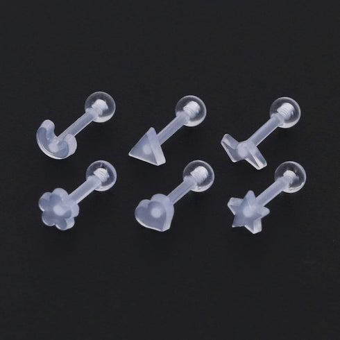 24Pcs Plastic Earrings For Sensitive Ears Silicone Medical Clear Tragus Cartilage Daith Studs Retainers 16G...