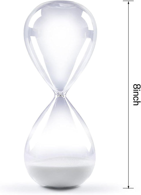 SWISSELITE Hourglass Sand Timers, Hourglass Sand Clock Inspired Glass for Home, Desk, Office Decor (8Inch-30Mins Lucent White)...