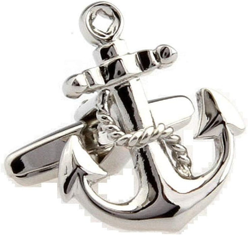 Anchor USN Navy Pair of Cufflinks in a Presentation Gift Box & Polishing Cloth...