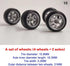 Sliver Wheels Rims Tires Set Alloy 1:64 Wheels,Scale Alloy Wheels Rubber Tires,Model Alloy and Accessories Tires Wheel Rubber...