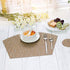SHACOS Round Table Placemats Set of 4 Wedge Shape Woven Vinyl Place Mats Heat Resistant Wipe Clean Round Table Mats Home Table Decor (4, Tan)...