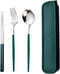 Travel Utensils, Stainless Steel 4pcs Cutlery Set Portable Camp Reusable Flatware Silverware, Include Fork Spoon Chopsticks with Case?Dark green?...