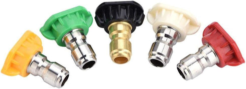 ViaGasaFamido 5pcs Pressure Washer Spray Nozzle Tip Set Plastic Stainless Steel Brass 0 Degrees 15 Degrees 25 Degrees 40 Degrees 65 Degrees for Qu...